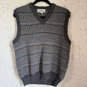 Vintage Hunters Ridge Sweater Vest Gray Patterned Knit Grandpa Core Academia